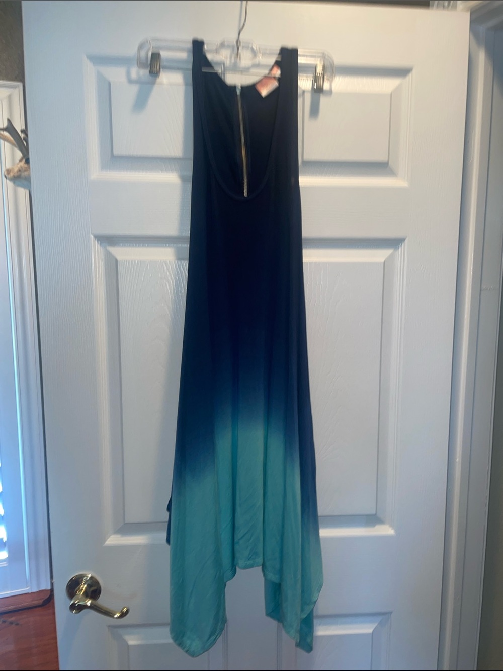 Ombre Racerback flowy Hem Dress - Teal to Navy